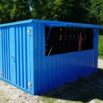 Bar desmontable contenedor XL de 4 x 2 m en azul, autoportante