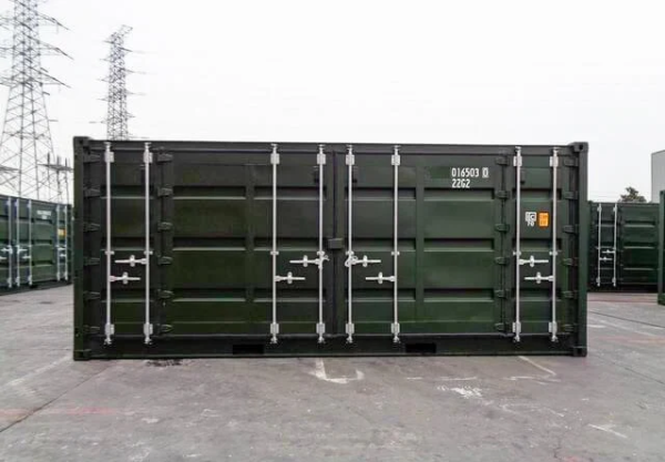 Contenedor 20 pies open side verde RAL 6007 con calidad IICL 6