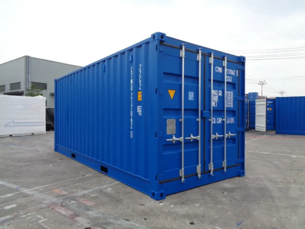 Contenedor marítimo 20 pies azul con apertura lateral completa