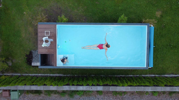 Piscina contenedor Jet Swim con natación a contracorriente
