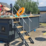 Piscina modular lista para usar de 6,2 m con terraza de composite