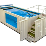 Piscina panorámica contenedor de 6,05 x 2,44 m con ventanal de 5 capas